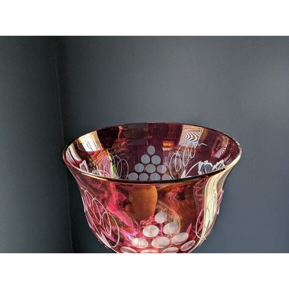 Echt Bleikrystal Hand Cut Cranberry Bell  -  Made In Germany  -  7-1/2" Tall - Picture 8 of 12